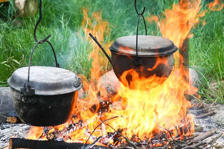 Cooking at the camp fire