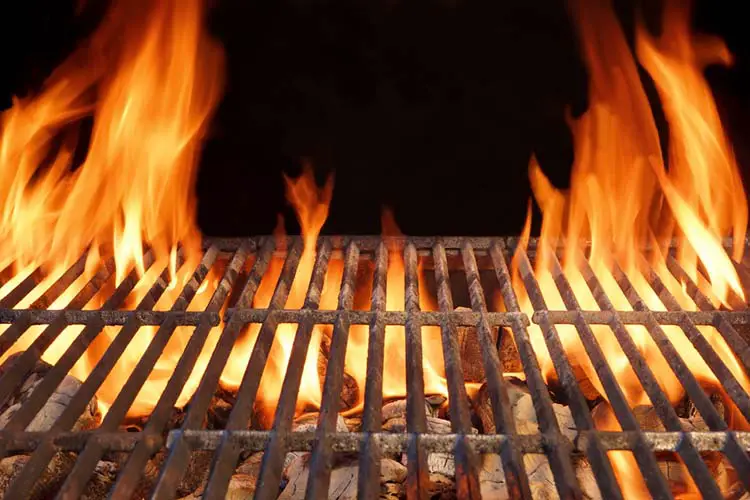 Flame Fire Empty Hot Barbecue Charcoal Grill With Glowing Coals