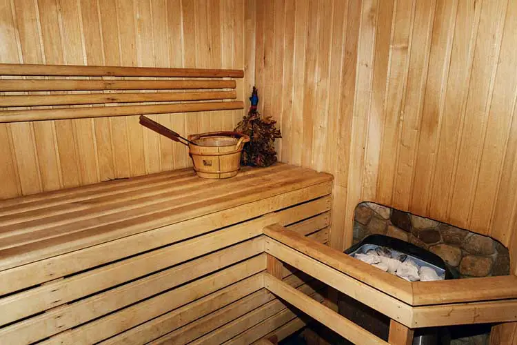 Russian wooden sauna room healthy leisure relaxing hobby concept
