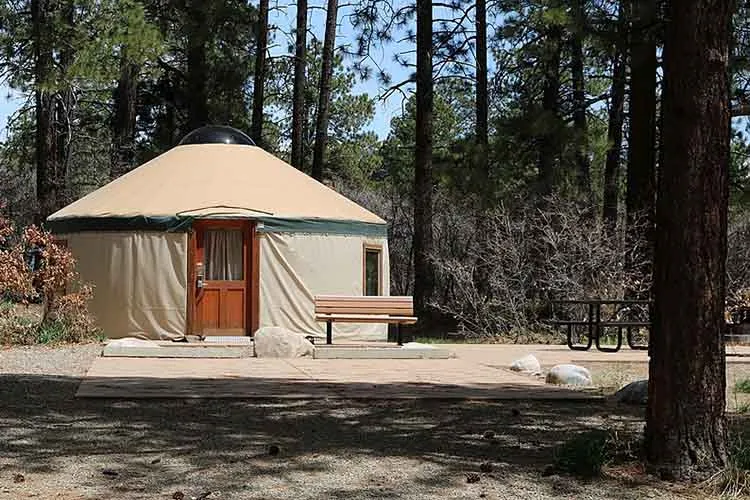 A yurt at Mancos State Park in Montezuma County, Colorado. The yurt is one of two in the park's campground and can be rented.