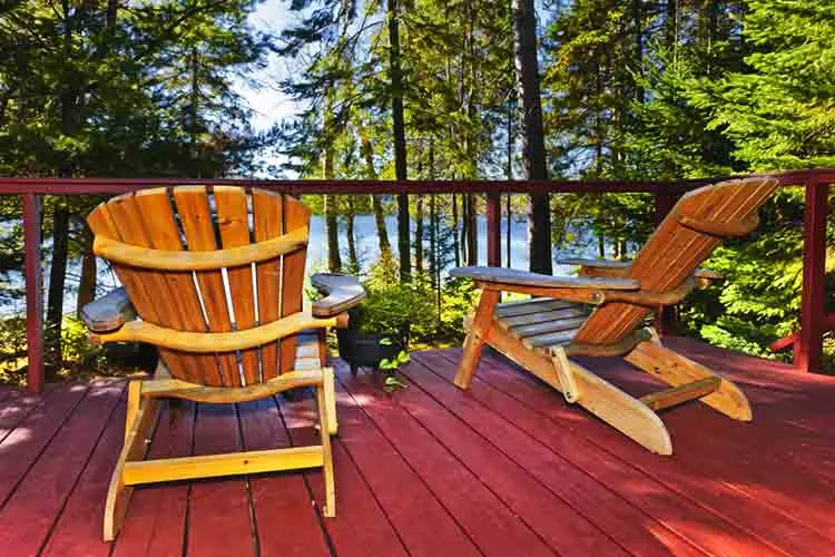 Forest cottage deck and chairs