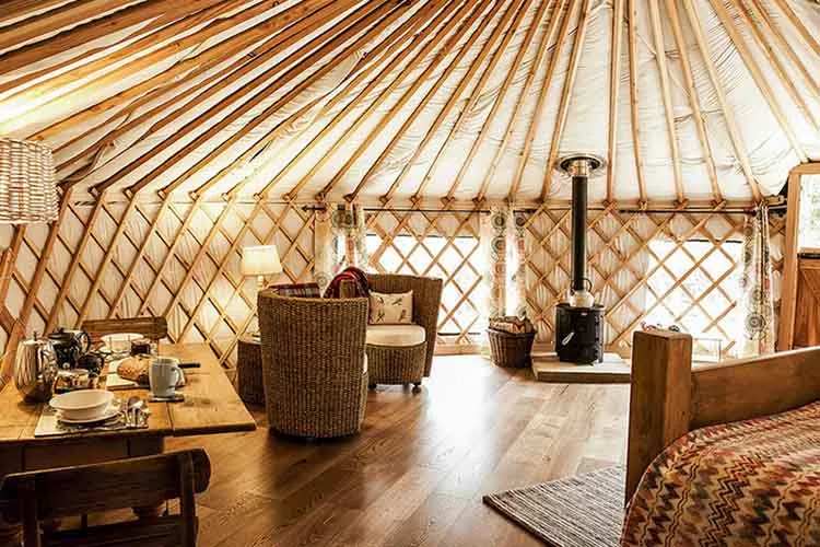 Inside a luxury yurt photo