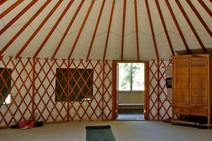 The interior of a traditional yurt or ger tent
