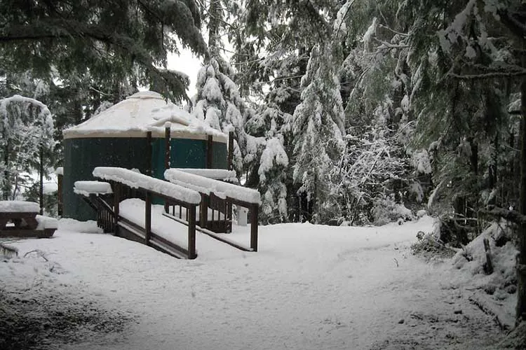 Coho Yurt in Winter, Olympic National Forest