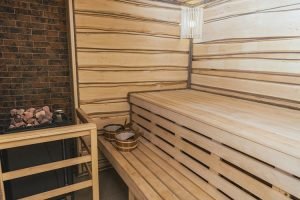 Wooden sauna interior design